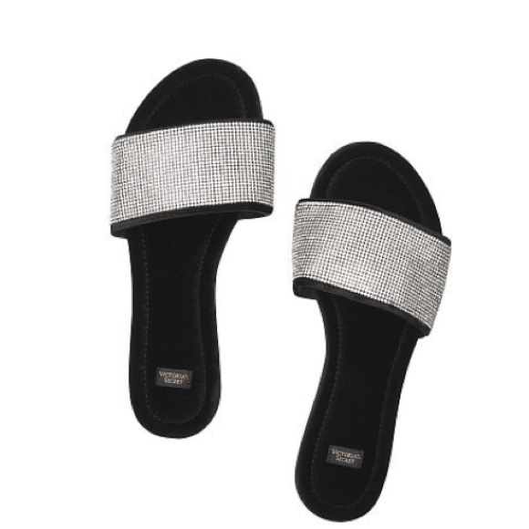 Victoria's Secret Shoes - Victoria’s Secret Embellished Velvet Slides